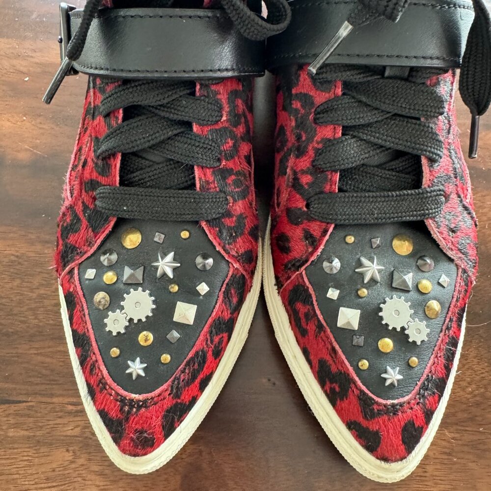 COACH C203 Leather Stud Leopard Haircalf Fur High Top (RARE!)